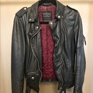 Allsaints black leather motorcycle jacket